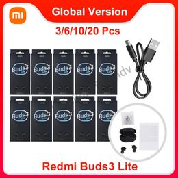 Earphones 3/6/10/20 Pcs Cable Xiaomi Redmi Buds 3 Lite TWS Bluetooth 5.2 Earphone Headset IP54 Life Mi Ture Wireless Earbuds 3 Youth