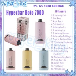 Hyperbar Boto 7000 Puff Disposable Electronic Cigarette Mesh Coil 16ml Pod 500mAh Battery Electronic Cigs Puffs 7K 2% 5% 18 Flavours Vape Pen Fast Delivery Kit