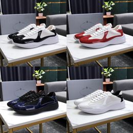 2024 New Arrived Designer shoes mens sneakers americas cup low leather patent leather lace up black green yellow fashion round toe sport casual shoe