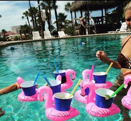 Inflatable Flamingo Drinks Cup Holder Pool Floats Bar Coasters Floatation Devices Children Bath Toy small size 6109361