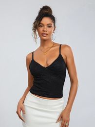 Women's Tanks Y2K Going Out Tops For Women Sleeveless Spaghetti Strap Low Cut Backless Lace Trim Crop Cami Top Sexy Slim Fit Summer Fashion