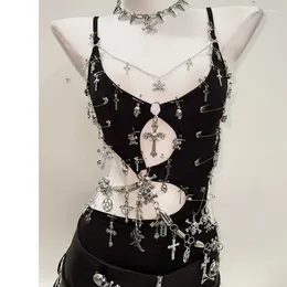 Women's Tanks Gothic Tank Tops Harajuku Fashion Skull Topsy2k Crop Clothes Y2k Top Clothessexy Corset