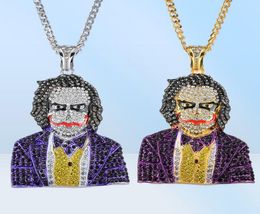 Fashion Iced Out Large Cartoon Clown Cosplay Pendant Necklace Mens Hip Hop Necklace Jewelry 76cm Gold Cuban Chain For Men Women2813514