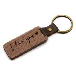 Other Cell Phone Accessories Mtiple Styles Metal Keyring Keychains Blank Wood Laser Engraving Custom Leather Key Chain Wooden Keycha Dhtoh