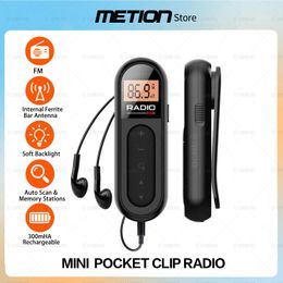 Radio Personal Portable Pocket FM Radio, Rechargeable Transistor Walkman Radio with Best Reception, Belt Clip, for Hiking, Walking