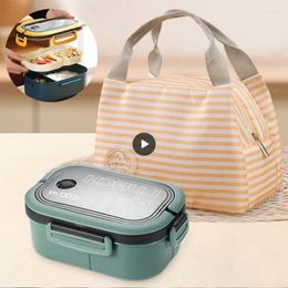 Dinnerware Lunch Ice Pack Microwave Oven Box Stripes Handheld Double Tableware Division Bag