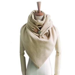Big size Women Winter solid Scarf Designer Wraps loop Metal button Soft Wrap Casual Warm blanket Scarves Ring tube Shawls 240111