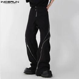 Fashion Casual Style Men Pants INCERUN Loose Comfortable Trousers Stylish Male Zipper Split Micro Pull Pants S-5XL 240112
