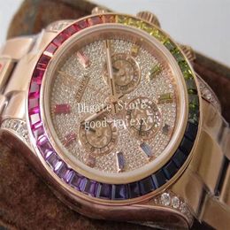 Chrono Eta 7750 Watches Men's Automatic Chronograph Watch Men 904L Steel Diamond Dial Bezel Crystal Rose Gold Rainbow 116598 169i