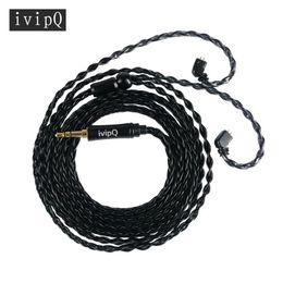 Accessories ivipQ 8Core SilverPlated Copper Hearphone Wire 2.5/3.5/4.4mm Plug Earphone Cable For DT600/ZS10/ZSR/ZST/ED12/ES3/T2/T3/T4/V80