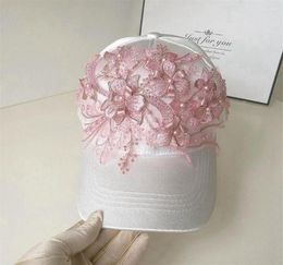 Ball Caps 202204shi Drop Designer Satin Gloss Lace Flowers Street Lady Baseball Hat Women Leisure Visors Cap9238419