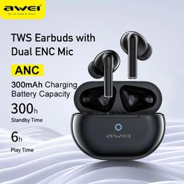 Headphones Awei S1 PRO ANC Earphones Bluetooth 5.3 Active Noise Cancellation Wireless Headphones ENC Headset inEar Handfree Earbuds