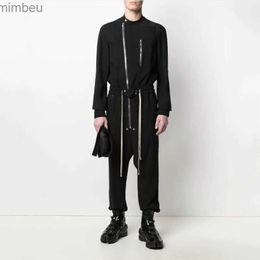 Men's Jeans 2022 New men's personality jumpsuit trend Korean version all-match loose suit black cargo pantsL240111