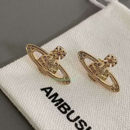 earrings the Western Empress Edition Light Luxury Full Diamond Classic Saturn Earrings