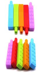 Chew Brick Chewable Pencil Toppers Safe BPA Silicone Baby Teething Toys Block Pencil Toppers Chewy Sensory Teethers9584758