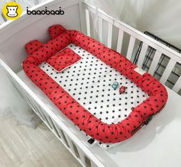 Baaobaab Erdc Cute Ear Cotton Bed Toddler Nest Portable Baby Crib Babynest For Newborn Cradle Washable Bassinet C190419011085940