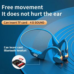 Headphones New VG06 Hearing Aid Earphones Wireless Bluetooth LED Digital Display Can Insert TF Card Bone Guide Earhook Sports Earphones