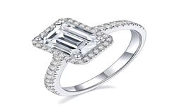 Halo Emerald Cut Moissanite Women Engagement Ring Trendy Fashion Style Moissanites Stone Ring1740424