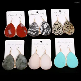 Dangle Earrings Vintage Natural Stone Redstone Turquoise Water Drop-shaped Shape For Women Girls Colorful Jewelry Gifts