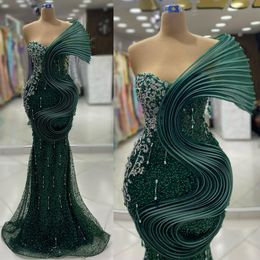 Hunter Green Aso Ebi Prom Dresses for Black Women Lace Tassel Beading Formal Evening Birthday Party Dress Second Reception Gowns Vestido De Sorrie ST790