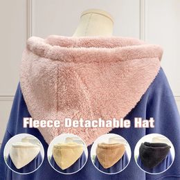 Unisex Fleece Detachable Hat Fluffy Fake Hooded Collar For Winter Coat Jacket Bonnet Warm Fur With Neck 240111