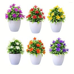 Decorative Flowers 1pc Artificial Flower Pot Bonsai Potted Fake False Plants 19 13cm For Outdoor Garden Ornament Home Decoration Accessories