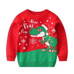 Pullover Autumn Winter Children's Sweater dinosaur Baby Boy Girl Knitted Sweater Long Sleeves Warm Cartoon Baby Christmas ClothesL2401