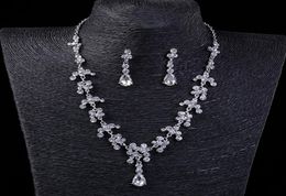 Vintage Two Pieces Jewelry Sets 2021 Luxury Drop Earrings Necklaces Bridal Necklace Cheap Wedding Bridal Accessories8579851