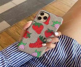 Letter Strawberry Phone Cases for iPhone 13 Pro 12 12pro 11 11pro X Xs Max Xr 8 7 8plus 7plus Hard Texture Fashion Print Skin Case8422790