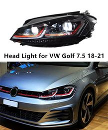 Car Turn Signal Head Light Assembly for VW Golf 7.5 LED Headlight 2018-2021 Daytime Running High Beam Lens