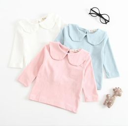 Baby Girl Clothes Solid Cotton Infant Girls T Shirts Turndown Collar Newborn Shirt Long Sleeve Toddler Tops Boutique Baby Clothing5172265