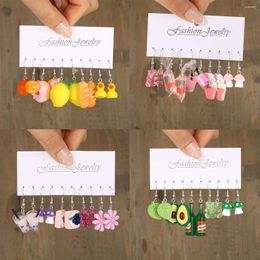 Stud Earrings 17KM Colorful Cute Flower Cartoon Earring Set For Women Girls Fashion Mushroom Fish Trend Jewelry Accessories Gift