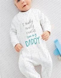 Baby Boy Clothes Boys Girls Clothing Baby rompers Baby Clothing I Love My Mom and Dad Unisex Longsleeved Clothing Set LJ2012232315414