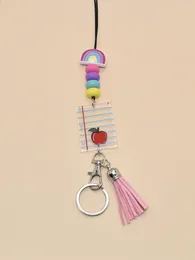 Keychains Acrylic Plaque Silicone Beads Lanyard Tassel Keychain Teacher Gift
