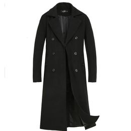 Fashion Coat Men Wool Coat Winter Warm Solid Long Trench Jacket Breasted Business Casual Overcoat Male Woolen Coat S-4XL 240111