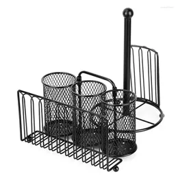 Kitchen Storage Utensil Rack Organizer Basket With Napkin Holder Tableware For Picnic Party Camping