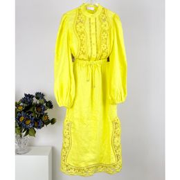 1.12 Elegant Linen Hollow Out Embroidery Lantern Sleeve Blouse Or Drawstring Split Skirt Women's Set