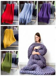 20 Colours 2 Sizes Knitted Blanket Handmade Weaving Pography Props Crochet Linen Woollen Blankets Christmas Gifts1814429