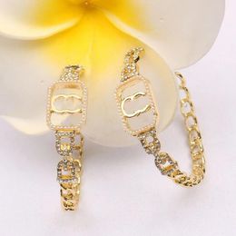 Gold Plated Designers Stud Famous Women Chain Large Earring Letter Wedding Party Gift Jewerlry High Quality 20style