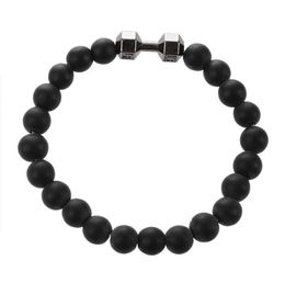 Black Matte Stone Dumbbell Bracelet Fitness Motivation fit Gym Fashion Gift Black/Gun Black7825318