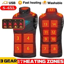 Men USB Infrared 17 Heating Areas Vest Jacket Men Winter Electric Heated Vest Waistcoat For Sports Hiking Oversized 5XL 240112