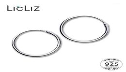 Hoop Huggie LicLiz 2021 925 Sterling Silver Simple Earrings For Women Round Circle White Gold Jewellery Loop Joyas De Plata LE04724836783