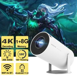 WEMI HY300 Mini Projector 4K Android 11.01080P 720 P 200ANSI Portable BT5.0 Home Outdoor Cinema Projection Angle Adjustable 240112