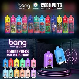 Original Bang box 12000 puffs Disposable vape pen 12k puff vape bang box 23ml prefilled cartridges pod 650 mah rechargerable battery LED Colour lights kit