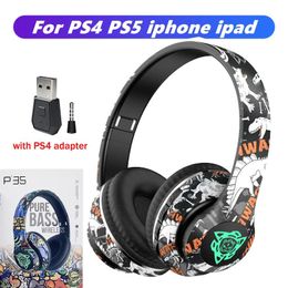 Headset With Mic RGB LED Light Card Kids Game Earphone Headphones Bluetooth 5.1 HIFI Bass Wireless Game Music Stereo Bass headphones 10Z5VX