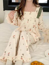 Women's Sleepwear Homewear Promotion Underwear Pajamas Set Large Size Matching Sets Two-piece Girls Dressing Gown Pyjamas