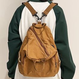 Female Canvas Vintage Backpack Fashion Women Laptop Bags Brown Trendy Lady Small Backpack Girl Travel School Bag College Student 240112