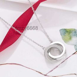 Necklace t Double Circle 1837 Light Luxury Simple 925 Silver Fashion Temperament Pendant Love Female Clavicle Chain 2A1T