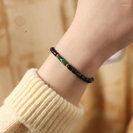 Link Bracelets Personality Design Black Natural Stone Beaded Couple For Women Men Punk Style Wood Bangle Charm Jewellery Wholesale