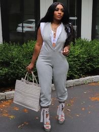 LW Plus Size Women Fashion Button Sleeveless Retro Autumn Winter Casual Pocket Design One Pieces Jumpsuits 240112